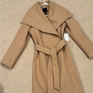 NEW Forever 21 Camel Tie Belt Wrap Coat Sz S